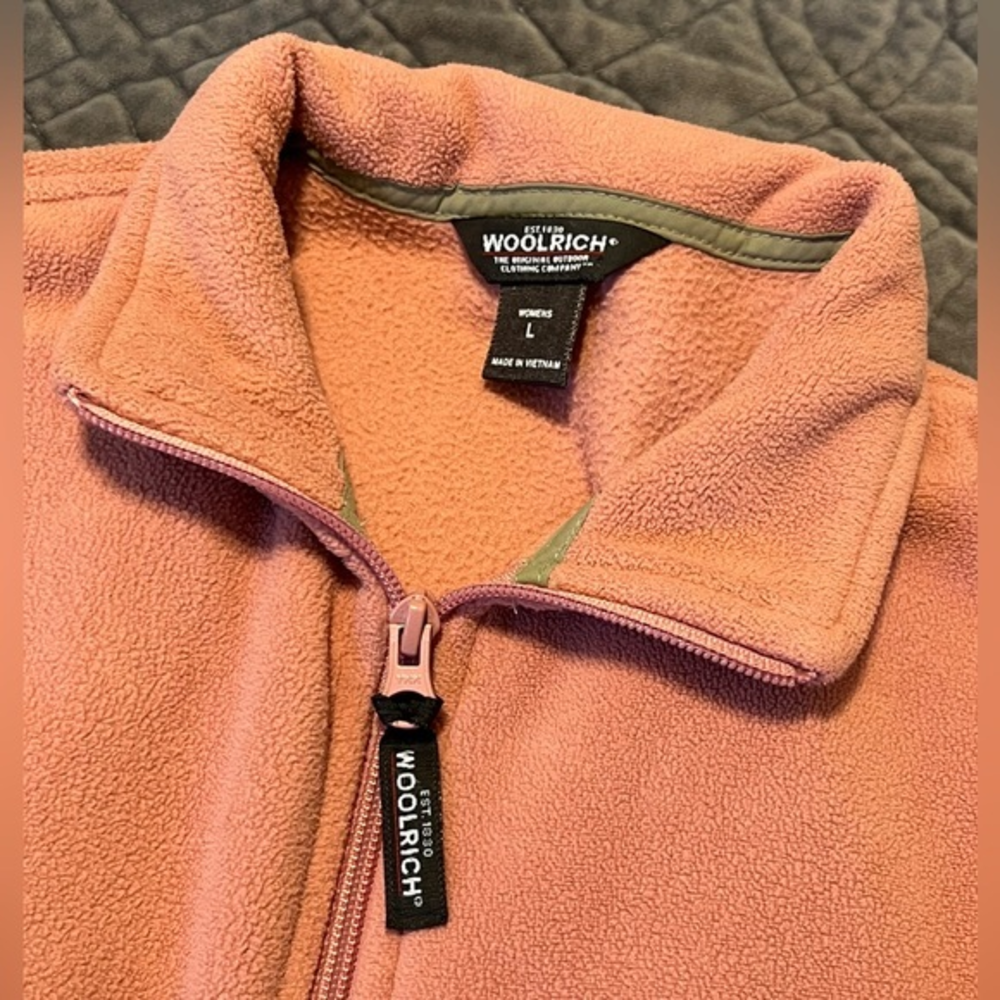 Women's Woolrich Large Pink Full Zip Fleece Polyester‎ Vest